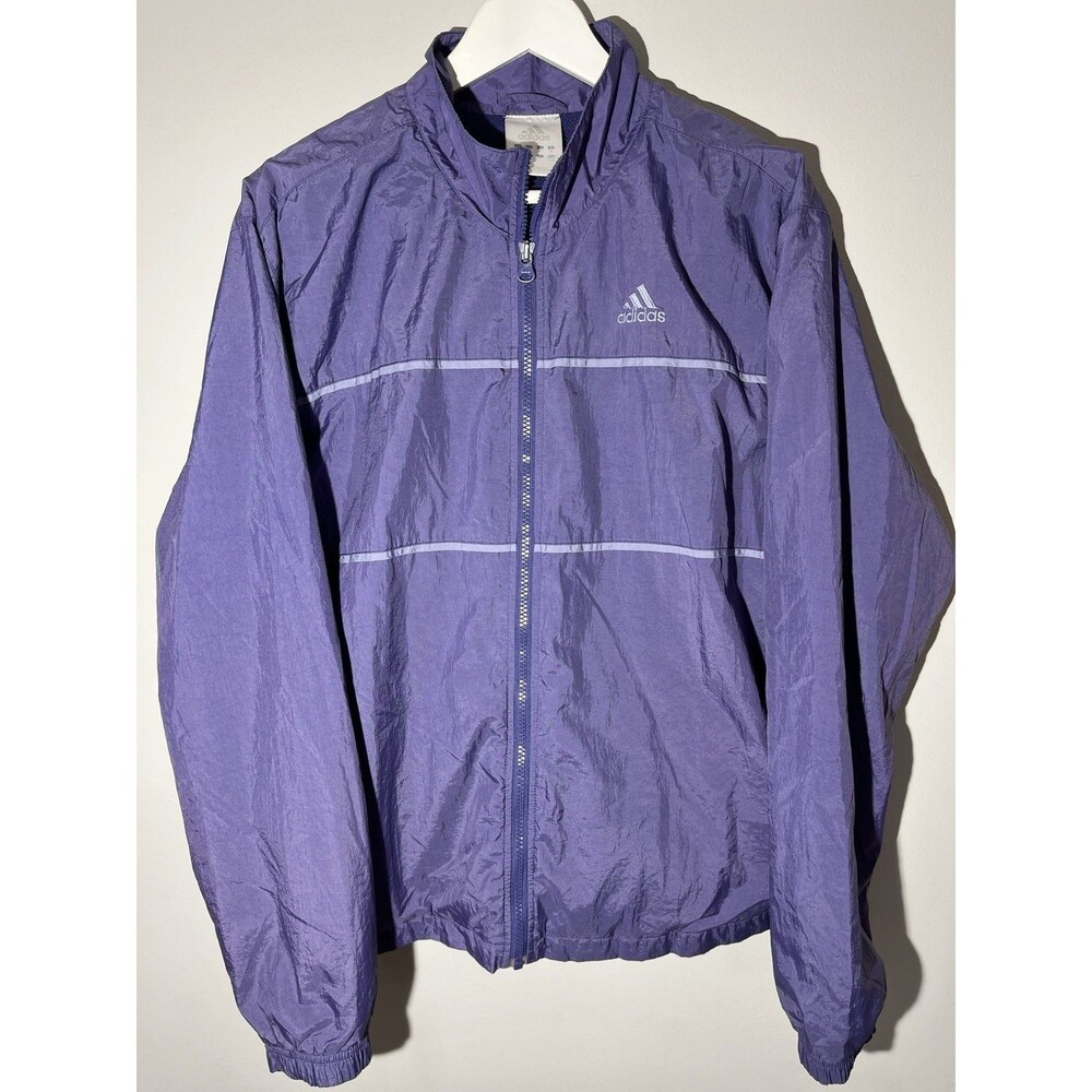 Adidas Women’s XL Purple 3 Stripe Windbreaker Zip Jacket Lightweight